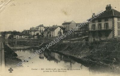 Carte postale ancienne Les Rives de la Jordane prises du Pont Bourbon — Aurillac (Cantal)