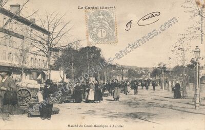 Carte postale ancienne Marché du Cours Monthyon — Aurillac (Cantal)