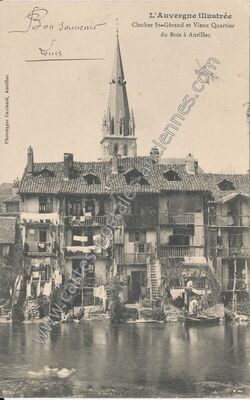 Carte postale ancienne Clocher St-Gérand et Vieux Quartier du Buis — Aurillac (Cantal)
