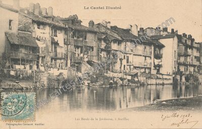 Carte postale ancienne Les Bords de la Jordanne — Aurillac (Cantal)