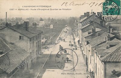 Carte postale ancienne Route d'Arpajon et Quartier de l'Abattoir — Aurillac (Cantal)
