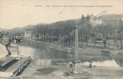 Carte postale ancienne Colonne Monthyon et Promenade d'Angoulême — Aurillac (Cantal)