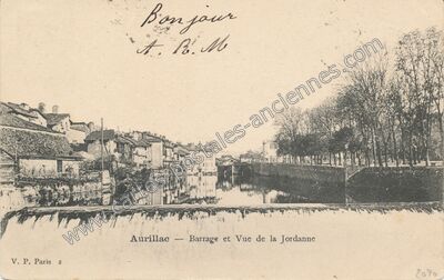 Carte postale ancienne Barrage et Vue de la Jordanne — Aurillac (Cantal)