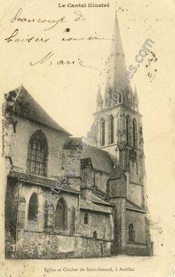 Carte postale ancienne Eglise et Clocher de Saint-Géraud — Aurillac (Cantal)