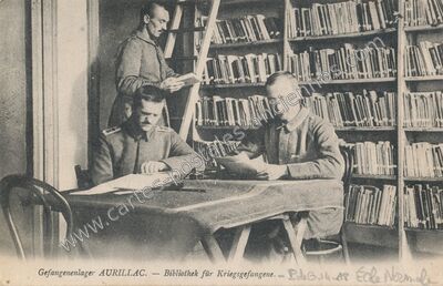 Carte postale ancienne Bibliothèque pour prisonniers de guerre — Aurillac (Cantal)