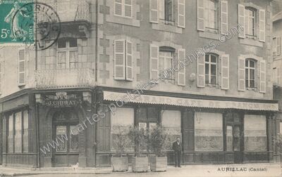 Carte postale ancienne Grand Café de France J. Chirat — Aurillac (Cantal)
