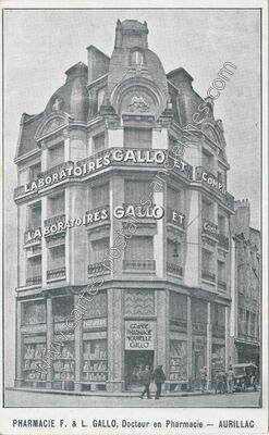 Carte postale ancienne Laboratoires Gallo et Compte — Aurillac (Cantal)