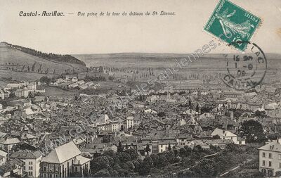 Carte postale ancienne Vue prise de la tour du château de St. Etienne — Aurillac (Cantal)
