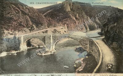 Carte postale ancienne Le Pont de Tréboul près Pierrefort — Chaudes-Aigues (Cantal)
