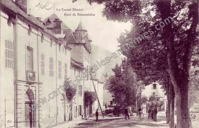 Carte postale ancienne Quai de Rémontalou — Chaudes-Aigues (Cantal)