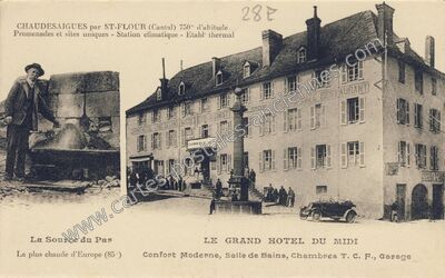 Carte postale ancienne Promenades et sites uniques - Station climatique - Établ' thermal — Chaudes-Aigues (Cantal)
