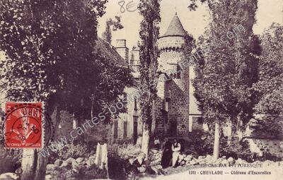 Carte postale ancienne Château d'Escorolles — Cheylade (Cantal)