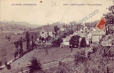 Carte postale ancienne Le Cantal pittoresque - Vue générale — Cheylade (Cantal)