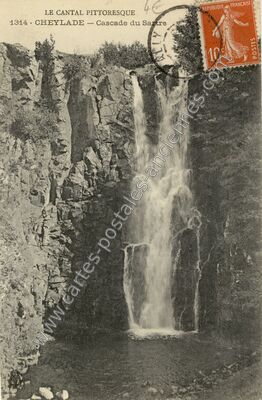 Carte postale ancienne Cascade du Sartre — Cheylade (Cantal)