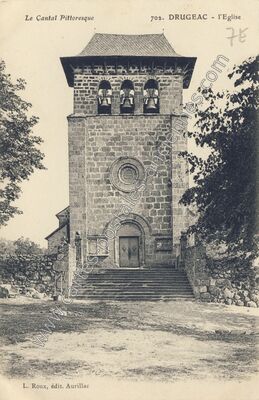 Carte postale ancienne L'Eglise — Drugeac (Cantal)