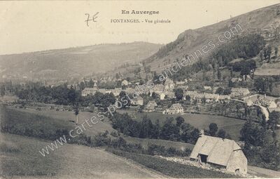 Carte postale ancienne Vue générale — Fontanges (Cantal)