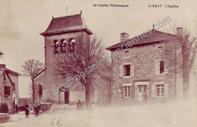 Carte postale ancienne L'Eglise — Glénat (Cantal)