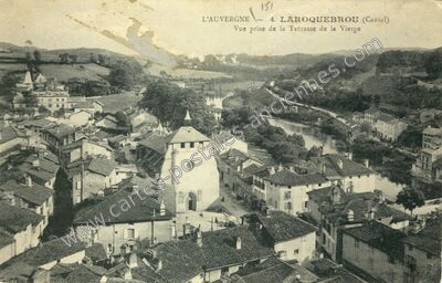 Carte postale ancienne Vue prise de la Terrasse de la Vierge — Laroquebrou (Cantal)