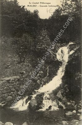 Carte postale ancienne Cascade Inférieure — Malbo (Cantal)
