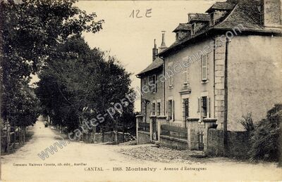 Carte postale ancienne Avenue d'Entraygues — Montsalvy (Cantal)