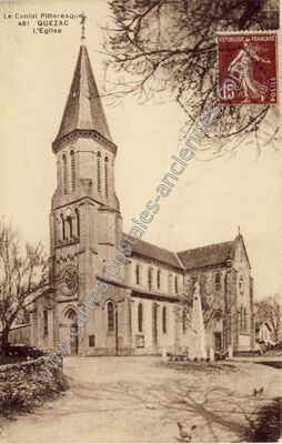 Carte postale ancienne Le Cantal Pittoresque, L'Eglise — Quézac (Cantal)