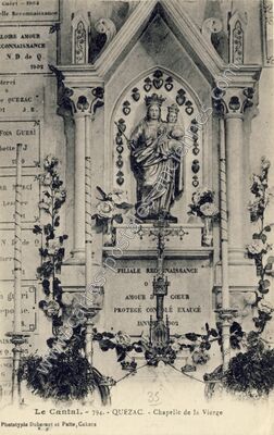 Carte postale ancienne Chapelle de la Vierge — Quézac (Cantal)