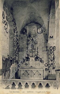 Carte postale ancienne Chapelle de la Vierge — Quézac (Cantal)