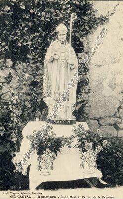 Carte postale ancienne Saint Martin, Patron de la Paroisse — Rouziers (Cantal)
