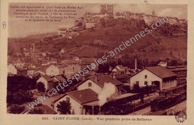 Carte postale ancienne Vue générale prise de Bellevue — Saint-Flour (Cantal)