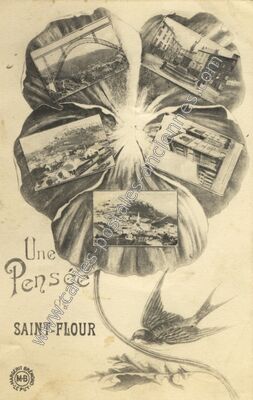 Carte postale ancienne Une Pensée — Saint-Flour (Cantal)