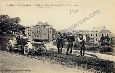 Carte postale ancienne Route Nationale de Paris-Perpignan et Village du Luser — Saint-Mary-le-Plain (Cantal)