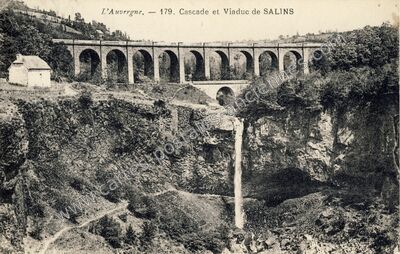 Carte postale ancienne Cascade de Salins — Salins (Cantal)