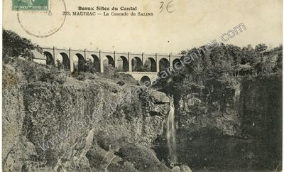 Carte postale ancienne Cascade de Salins — Salins (Cantal)