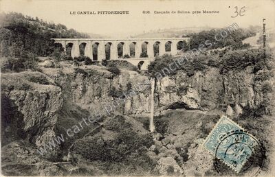 Carte postale ancienne Cascade de Salins — Salins (Cantal)
