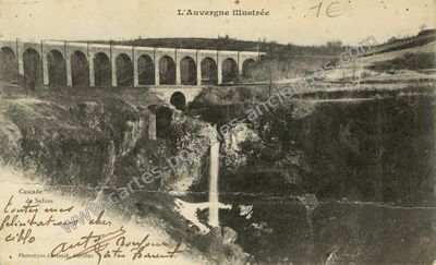 Carte postale ancienne Cascade de Salins — Salins (Cantal)