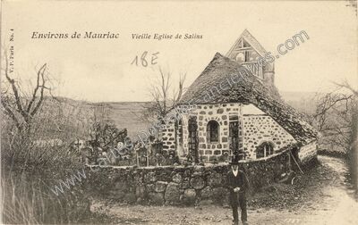 Carte postale ancienne Vieille Eglise — Salins (Cantal)