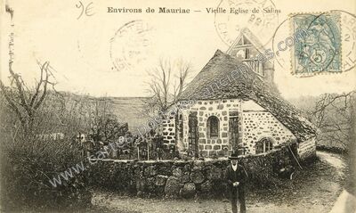 Carte postale ancienne Vieille Eglise de Salins — Salins (Cantal)
