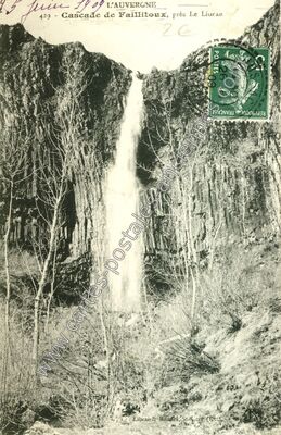 Carte postale ancienne Cascade de Faillitoux — Thiézac (Cantal)