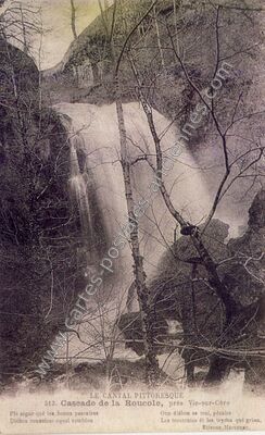 Carte postale ancienne Cascade de la Roucole — Thiézac (Cantal)