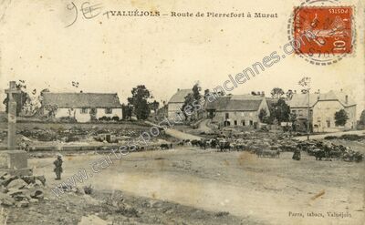 Carte postale ancienne Route de Pierrefort à Murat — Valuéjols (Cantal)