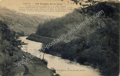 Carte postale ancienne Gorges de la Cere — Vèze (Cantal)