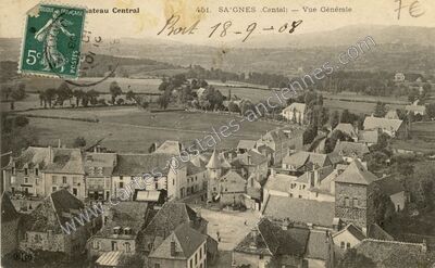 Carte postale ancienne Saignes — Besse (Cantal)