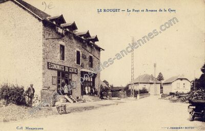 Carte postale ancienne Le Pont et Avenue de la Gare — Le Rouget (Cantal)