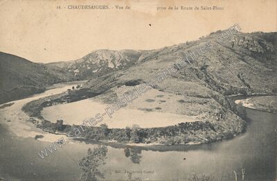 Carte postale ancienne Vue de prise de la Route de Saint-Flour — Chaudes-Aigues (Cantal)