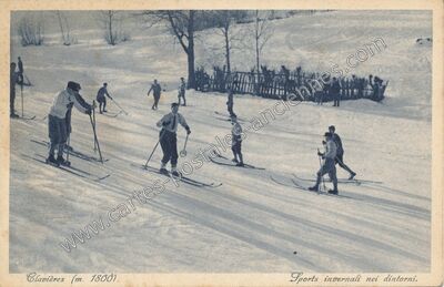 Carte postale ancienne Sports d'hiver dans les environs — Clavières (Cantal)