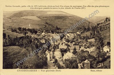 Carte postale ancienne Vue générale (Sud) — Chaudes-Aigues (Cantal)