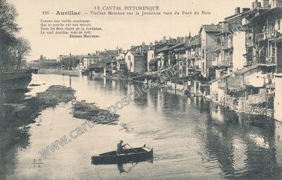 Carte postale ancienne Vieilles Maisons sur la Jordanne vues du Pont du Buis — Aurillac (Cantal)