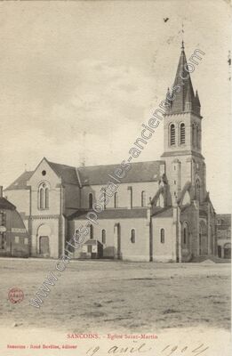 Carte postale ancienne Eglise Saint-Martin — Sancoins (Cher)