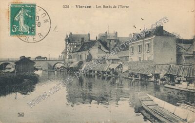 Carte postale ancienne Les Bords de l'Yèvre — Vierzon (Cher)