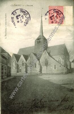 Carte postale ancienne L'Église — Clémont (Cher)